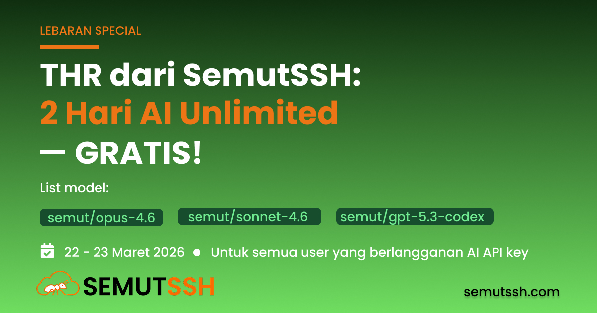 THR Lebaran dari SemutSSH: 2 Hari AI Unlimited Gratis!